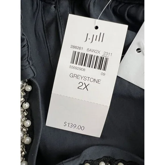 J. Jill NWT 2X Black Halter Dress Beaded Strap Sleeveless Shift Knee Length - Picture 8 of 10